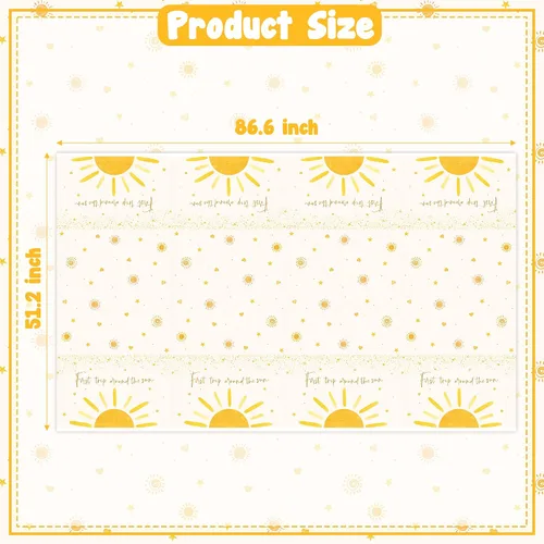 Vista 3 de 3 piezas de manteles de cumpleaños de sol bohemio, decoración de fiesta de sol bohemio, desechables, plástico impermeable, rectangulares