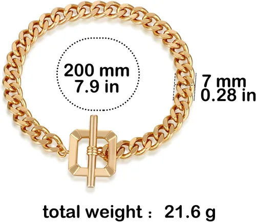 Vista 2 de FRUMOS Dainty Layering Bracelets for Women 18 k Gold Plated Fashion Adjustable Chunky Cuban Paperclip Link Chain Bracelets Jewelry for Women Girls