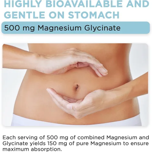 Vista 6 de Vital Vitamins Glicinato de magnesio 500 mg - Fórmula de alta absorción - Promueve la relajación, la calma y el sueño reparador - Suplemento