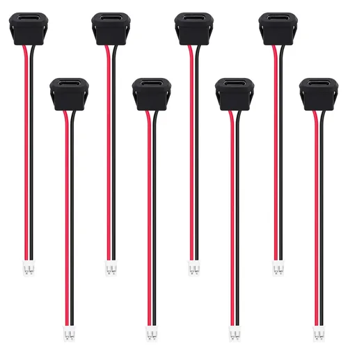 Vista 12 de 8 piezas de placa desnuda tipo C Chasis hembra impermeable 2P cable de soldadura tipo USB C Cable de extensión Cable de alimentación USB-C enchufe a