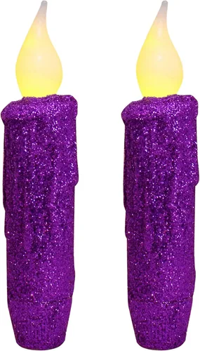 Vista 16 de CVHOMEDECO. Velas LED sin llama con purpurina parpadeantes que funcionan con pilas, con temporizador para el hogar, boda, Halloween, decoración