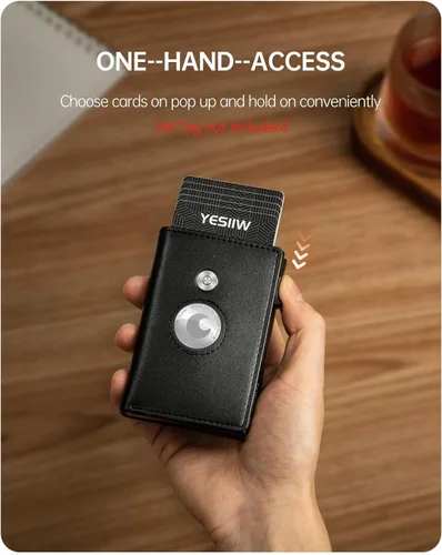 Vista 2 de YESIIW Airtag Wallet For Men - Smart Walle For Men,Leather Smart Air Tag Wallet With Banknote Compartment (No Airtag Included)