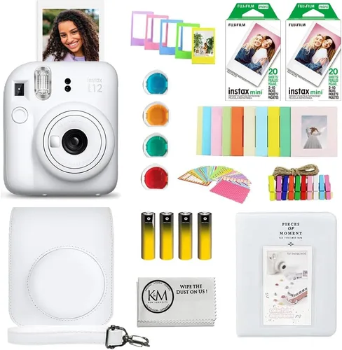Vista 13 de FUJIFILM Instax Mini 12 - Cámara de película instantánea Color rosa floreciente, paquete que incluye película instantánea Instax Mini 40 Blossom