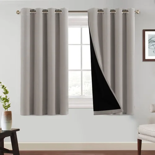 Vista 21 de PrinceDeco Cortinas 100% opacas de 54 pulgadas de largo, completamente opacas, tratamiento de ventanas, cortinas forradas con aislamiento térmico