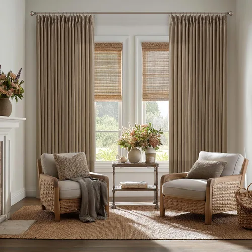 Vista 86 de TWODRAPES Cortinas de Lino Plisadas con Pinza Beige Blancas de 54 Pulgadas de Largo 2 Paneles para Comedor Cocina Dormitorio Plisadas Semi