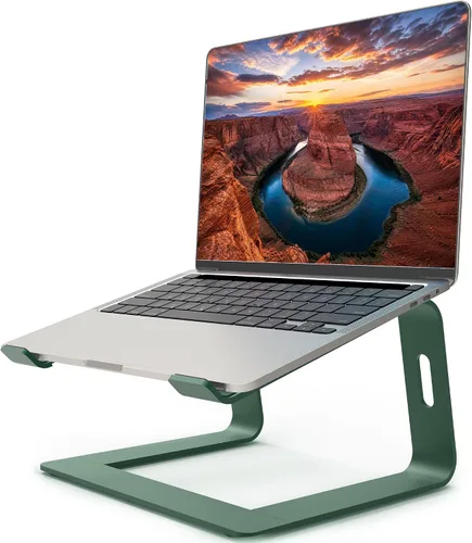 Vista 9 de Orionstar - Soporte portátil para laptop de aluminio, elevador de laptop compatible con Mac MacBook Air Pro de 10 a 15.6 pulgadas, soporte A-Negro