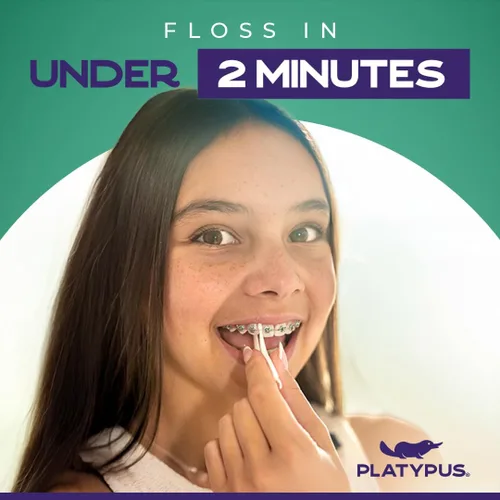 Vista 4 de Platypus Hilos Dentales para Aparechos - Paquete Familiar - Estructura Única que se Ajusta Bajo el Arco, Aumenta el Cumplimiento del Uso del Hilo
