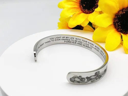 Vista 364 de Pulseras inspiradoras para mujer, joyería de acero inoxidable, con refranes, pulsera motivacional con mensaje oculto, pulseras grabadas para mejor