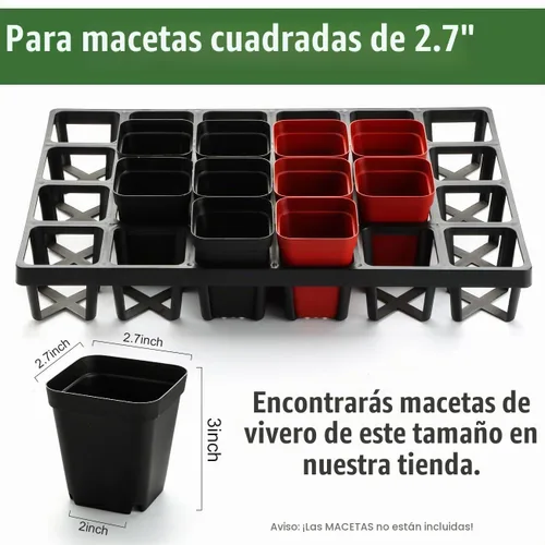 Vista 7 de RooTrimmer Bandejas para Macetas de Vivero de 24 Celdas (17"x11"x2") con Bandejas Planas de Plástico para Semillas, Bandeja Portátil Duradera