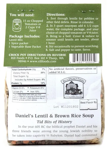 Vista 2 de Rill Foods Daniel's Mezcla de sopa de lentejas y arroz integral 12.7 oz