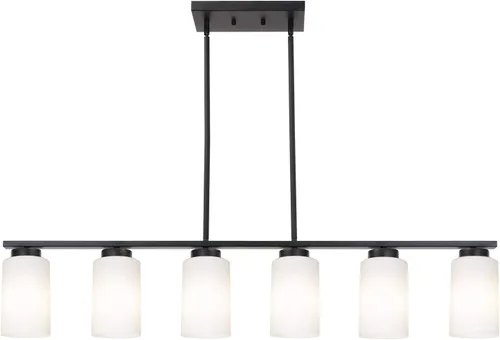 Vista 10 de TODOLUZ Luminaria Colgante Negra con Cristal Blanco Ópal, Mini Candelabro de Estilo Rústico para Isla de Cocina y Pasillo
