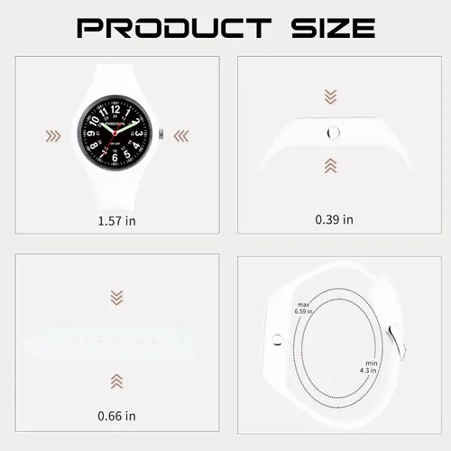 Vista 2 de PINDOWS Women Analog Quartz Wrist Watch with Silicone Strap for Young Women Students Easy Read Waterproof Unisex Luminous Dial