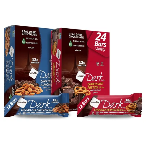 Vista 20 de NuGo Dark, caja variada de muestra, barra de proteínas veganas de 0.47-0.31 onzas, sin gluten, 12 CT