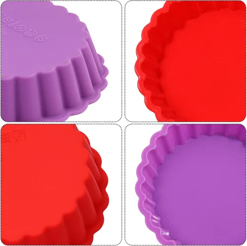 Vista 6 de FUNBAKY Molde de silicona para quiche, mini molde antiadherente redondo de silicona para tartas y tartas, 10 paquetes
