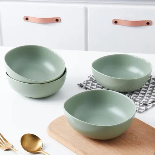 Vista 9 de Stone Lain Delilah Honeydew Green - Juego de platos de porcelana de 6 piezas, cuencos de cocina para cenas diarias, sopas, ensaladas, pasta