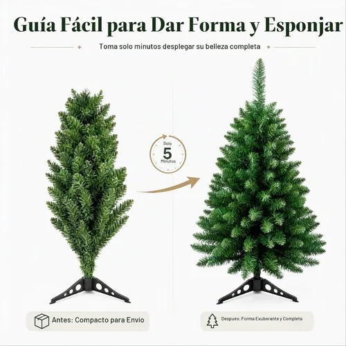 Vista 2 de Árbol de Navidad pequeño de 3 pies con luces, funciona con pilas Mini árbol de Navidad de mesa con base estable para el hogar, entrada, oficina