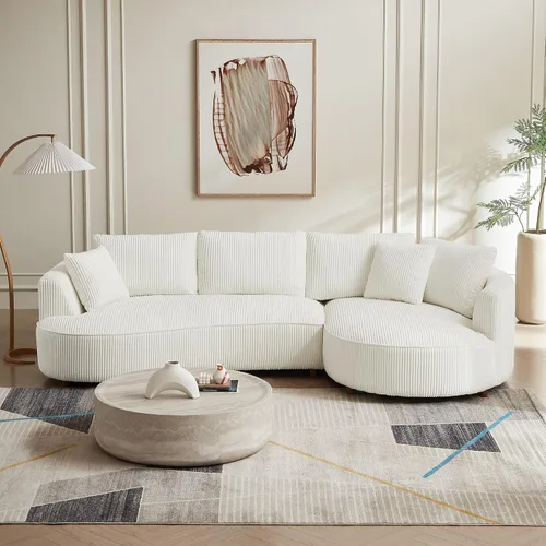 Vista 20 de JUSTONE Sofá modular moderno de 104.72 pulgadas, cómodo sofá de asiento profundo con 2 almohadas para sala de estar, dormitorio, apartamento