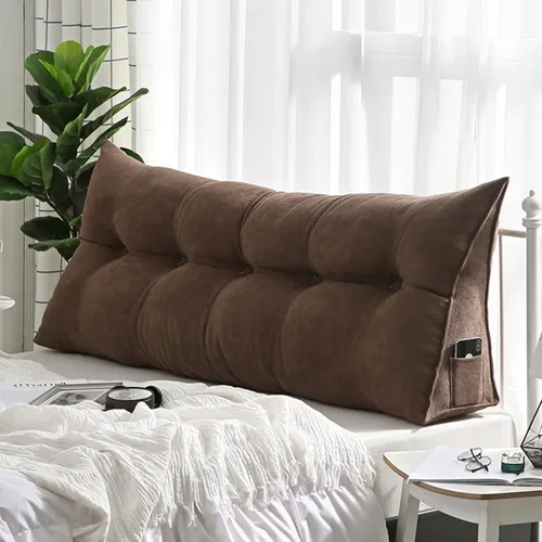 Vista 13 de Cojín de almohada triangular copetudo para respaldo, funda extraíble, almohada de lectura, cojín de lectura para cabecero grande para cama, sofá