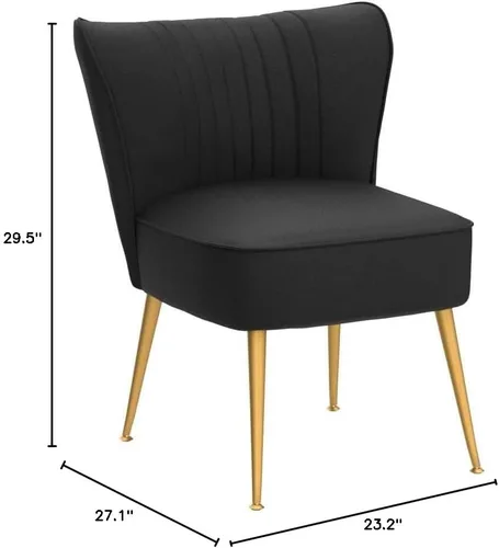 Vista 3 de Container Furniture Direct Silla moderna de terciopelo para sala de estar, dormitorio o entrada, diseño elegante y cómodo sin brazos con patas