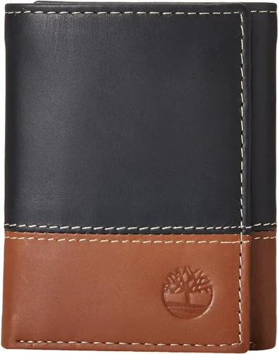 Vista 8 de Timberland Billetera triple de cuero para hombre con ventana de identificación Negro (Nublado)