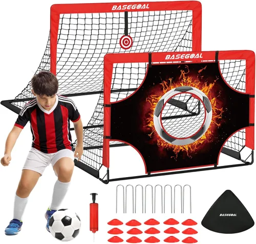 Vista 9 de BaseGoal Soccer Goals for Backyard Set of 2, 4x3ft, Mini Soccer Net Negro