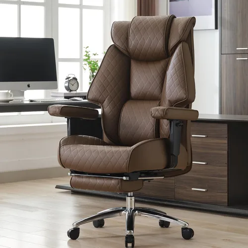 Vista 12 de EXCEBET Silla de oficina grande y alta con reposapiés, silla de oficina ejecutiva de piel sintética con respaldo alto de 400 libras, sillas