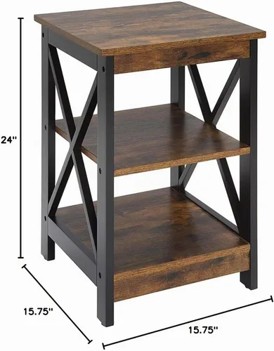 Vista 7 de Convenience Concepts Oxford Mesa Terminal 15.75" - Mesa Moderna de Sala de Estar con Estantes de Almacenamiento, Mesa Auxiliar de Noche Transicional