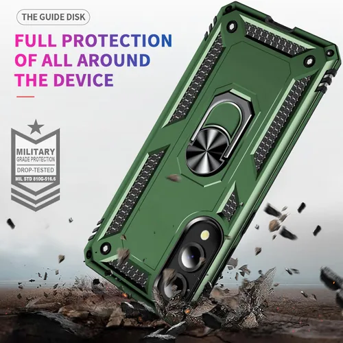 Vista 3 de Funda para Samsung Galaxy S25 Edge: Galaxy S25 Edge con protector de pantalla - Fundas protectoras de grado militar con soporte de anillo de dedo