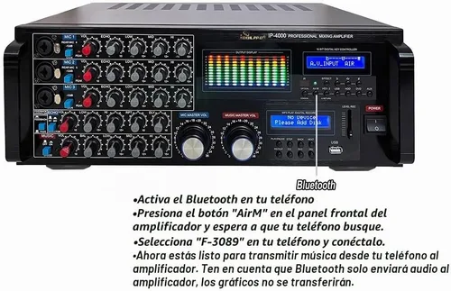 Vista 3 de Grabación IP-4000 3000W/Bluetooth/HDMI/ARC/Amplificador de mezcla de consola profesional óptica