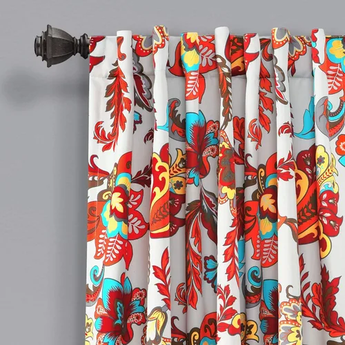 Vista 2 de Lush Decor Zara Jacobean - Paneles de cortina para oscurecer la habitación, 2 piezas, gris (95 x 52 pulgadas)