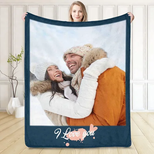 Vista 8 de D-Story Manta personalizada con fotos, manta de fotos personalizada con cualquier texto, manta de forro polar personalizada para cama, sofá