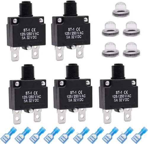 Vista 11 de mxuteuk 5 interruptores automáticos de 3 amperios con botón de reinicio manual de 125/250 V CA 32 V CC, interruptor protector de sobrecarga