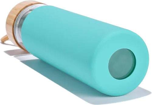 Vista 6 de Botellas de agua de vidrio de borosilicato de 20 onzas con funda de silicona, libres de BPA, aptas para lavavajillas - Botellas de vidrio Arcadia