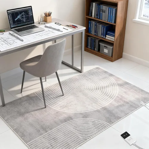 Vista 22 de Alfombra Eléctrica Calefactora de 35 x 55 pulgadas, Alfombra de Calefacción de Felpa Suave, Tapete Calefactor para Piso con Temporizador