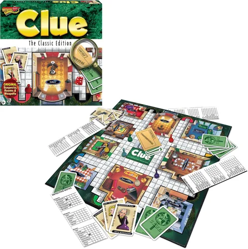 Vista 2 de Jego de mesa de misterio de Winning Moves Clue Edición clásica, ninguno , Multicolor con armas de metal, 3 a 6 jugadores, a partir de 8 años