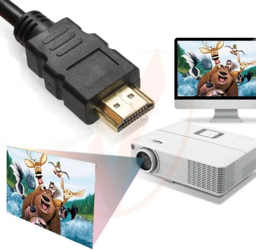 Vista 4 de Cable HDMI trenzado - Listo para HDMI HD - Conectores chapados en oro - Canal de retorno Ethernet/Audio - Video 1080p, 3D para PC TV HDTV NEGRO