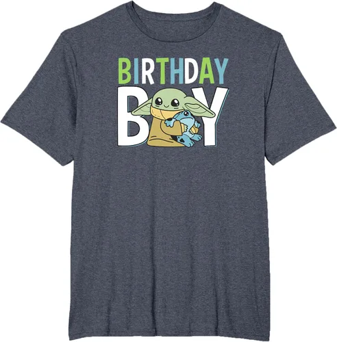 Vista 20 de Star Wars: The Mandalorian Grogu Birthday Boy Hug Blue Green T-Shirt Negro