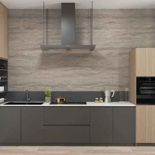 Vista 4 de Papel tapiz de hormigón gris claro para despegar y pegar, papel de contacto de mármol blanco grisáceo, papel de pared de estilo industrial moderno