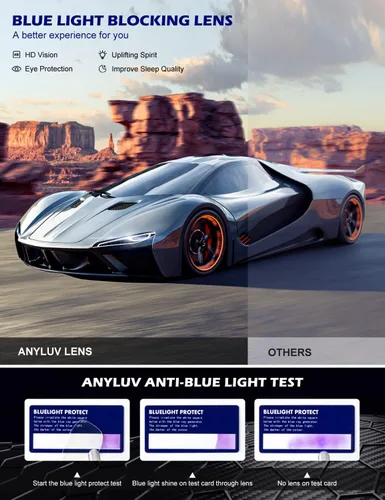Vista 7 de ANYLUV Blue Light Glasses Men, Relieve Eyestrain and Eye Protection, Al-Mg Metal Computer Blue Light Blocking Glasses