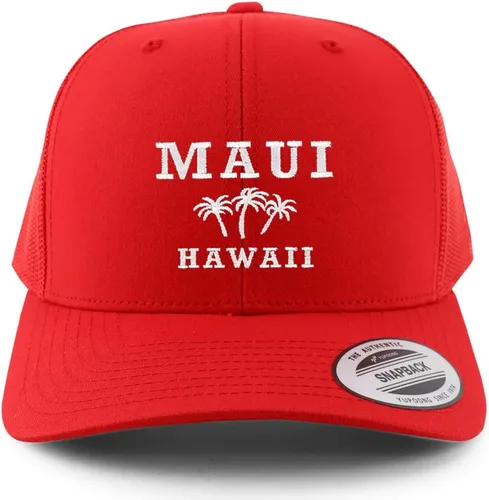 Vista 5 de Trendy Apparel Shop Maui Hawaii - Gorra de malla retro bordada con palmera