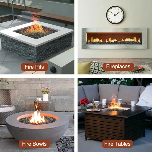 Vista 4 de Stanbroil Gránulos de roca de lava – Paisajismo decorativo para cuencos de fuego, hogueras, juegos de troncos de gas, chimeneas interiores