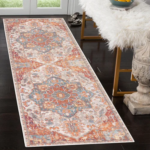Vista 216 de GLN Rugs Traditional Collection - Alfombra de felpilla lavable a máquina, tradicional lavable, antideslizante, alfombra de felpilla de pelo corto