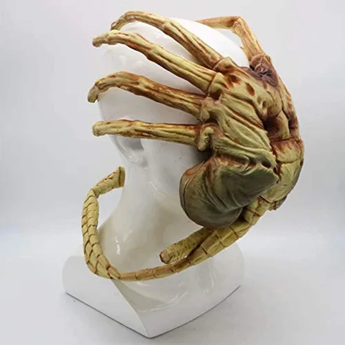 Vista 4 de Máscara facial extraterrestre de xenomorfo máscara facial de látex réplica de garras aterradoras insectos accesorios de Halloween para adultos