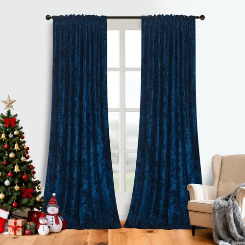Vista 13 de Cortinas de Terciopelo Chartreuse Aplastado de Lujo Juego de 2 Paneles - 84 pulgadas de Largo para Oscurecer la Habitación Cortinas de Terciopelo