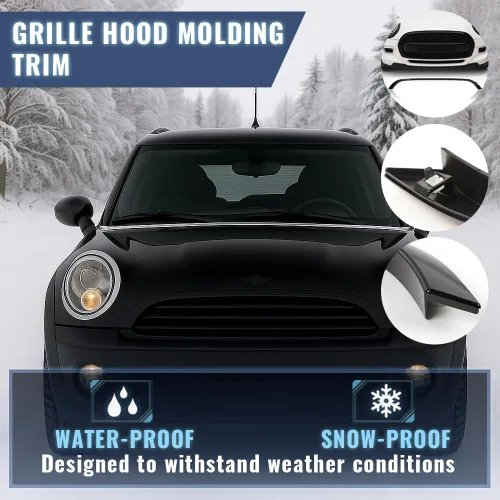 Vista 4 de PIT66 Moldura para capó de rejilla delantera, compatible con Mini Cooper 2007-2015 R55 R56 R58 R59 (no compatible con S), material ABS negro, OEM