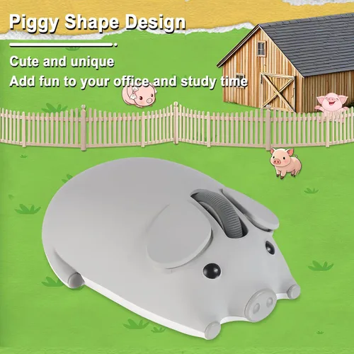 Vista 2 de Ratón inalámbrico Bluetooth con forma de cerdo de animal lindo 2.4G y Bluetooth Ratones de computadora de modo dual con receptor USB, portátil