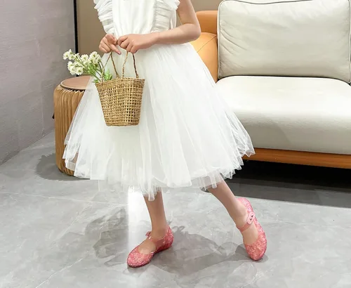 Vista 3 de Sandalias de gelatina para niñas, zapatos de vestir de princesa para niña pequeña, talla 9, fiesta de baile de reina, cosplay, gelatinas, disfraces