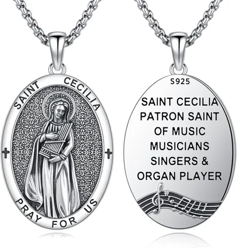 Vista 35 de Collar de amuleto de medalla de San Patrono de plata/oro de 14 39A-St Peregrino-Plata