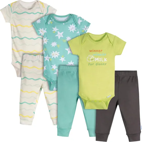 Vista 11 de Onesies Brand Paquete de 3 conjuntos de ropa unisex para bebé, mezcla y combina, de recién nacido a 12 meses, conjunto de pantalones Negro Amarillo