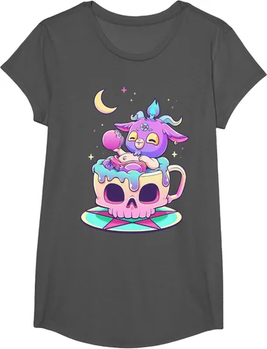 Vista 33 de Kawaii Pastel Goth Cute espeluznante Pentáculo Baphomet - Camiseta de cabra, Negro